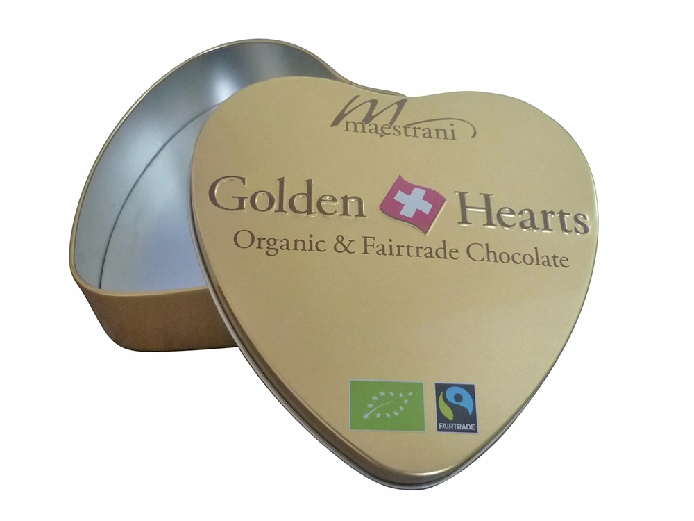 Heart Shaped Box Custom Metal Candy Food Grade Material Packing Chocolate Tin