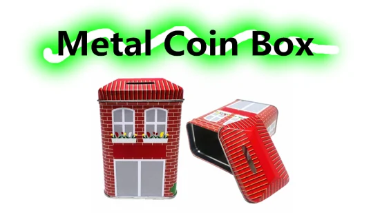 Factory Custom House Shaped Tinplate Box Metal Can Coin Bank Money Saving Tin Box for Child